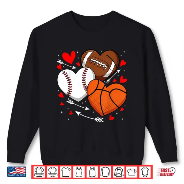 Sweatshirt Cute Heart Baseball Basketball Football Valentine Boy Men Shirt