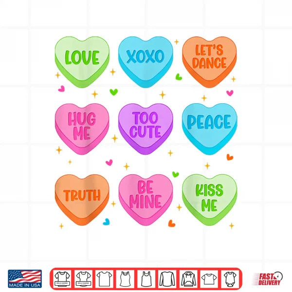 Cute Candy Heart Outfit Valentine Women Girl Shirt 4 Design Cute Candy Heart Outfit Valentine Women Girl Shirt