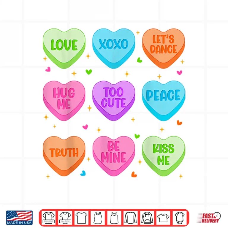 Design Cute Candy Heart Outfit Valentine Women Girl Shirt