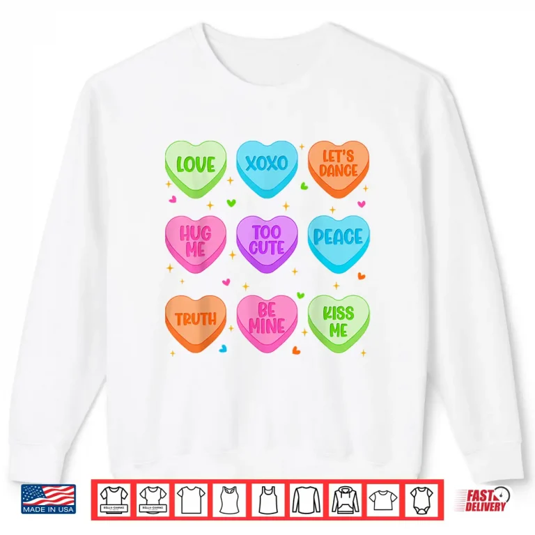 Sweatshirt Cute Candy Heart Outfit Valentine Women Girl Shirt