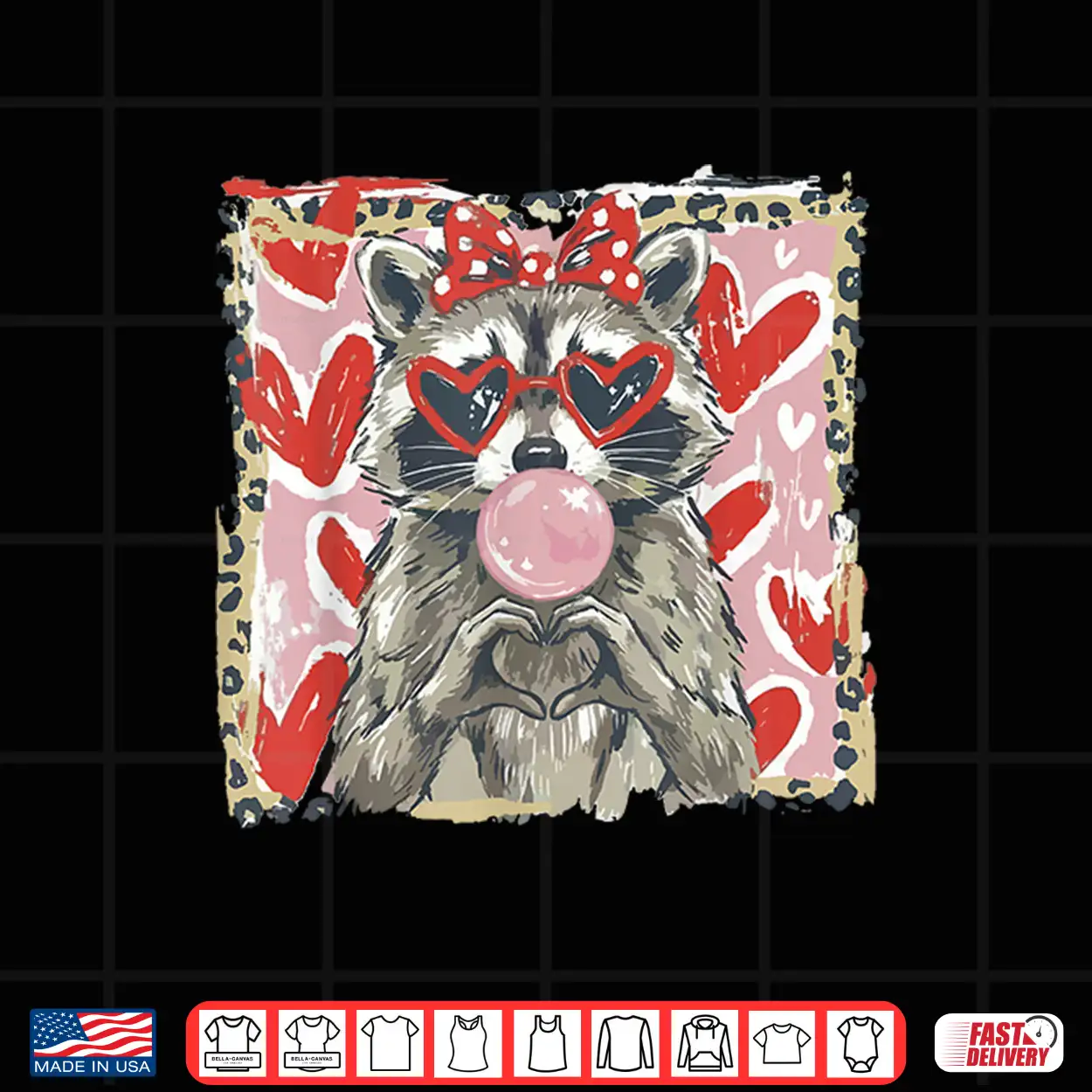 Vintage Leopard Funny Valentine Raccoon Lover Heart Xoxo Shirt Vintage Leopard Funny Valentine Raccoon Lover Heart Xoxo Shirt