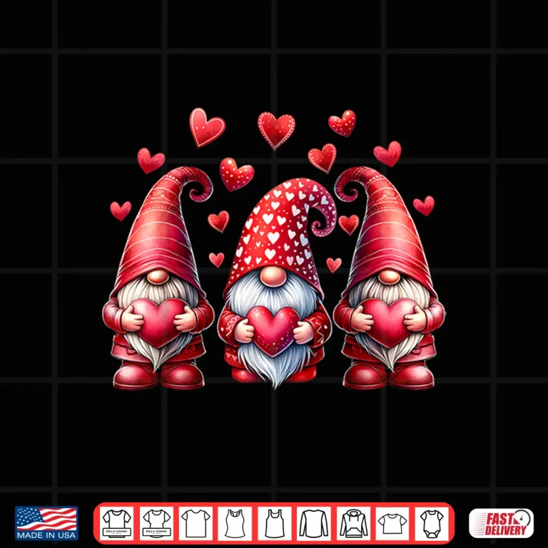 Design Valentines Day Gnomes Cute Red Hearts Love Gnome Women Girls Shirt