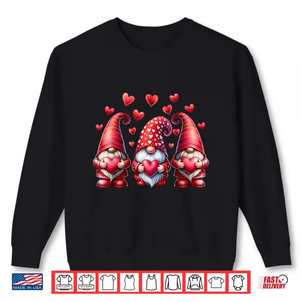 Sweatshirt Valentines Day Gnomes Cute Red Hearts Love Gnome Women Girls Shirt