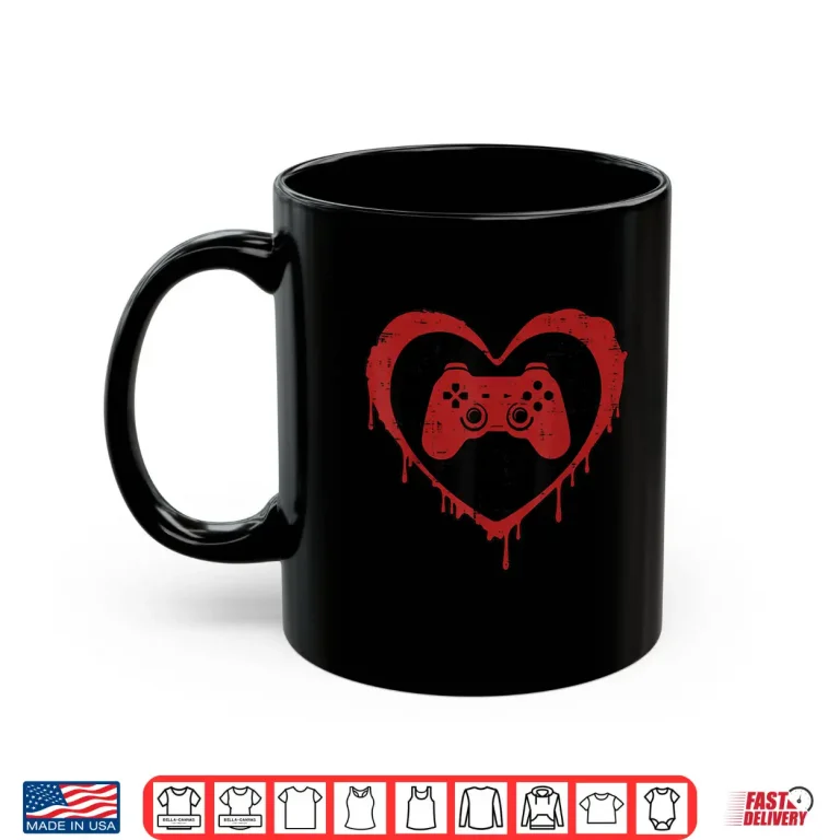 Mug Valentines Day Gaming Heart Valentine Gamer Men Boys Kids Shirt