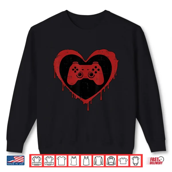 Sweatshirt Valentines Day Gaming Heart Valentine Gamer Men Boys Kids Shirt