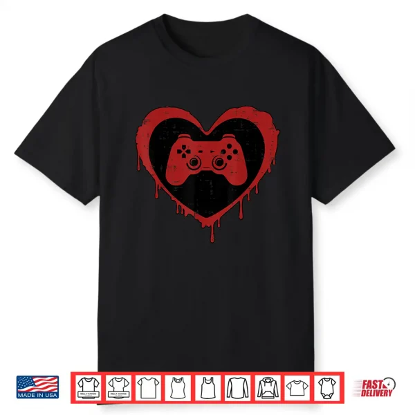 Valentines Day Gaming Heart Valentine Gamer Men Boys Kids Shirt