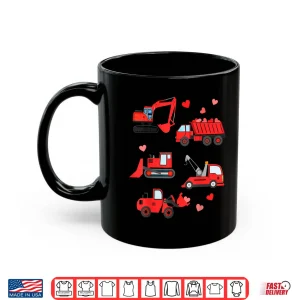 Mug Valentines Day Boys Kids Toddler Construction Truck Hearts Shirt