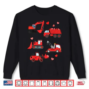 Sweatshirt Valentines Day Boys Kids Toddler Construction Truck Hearts Shirt