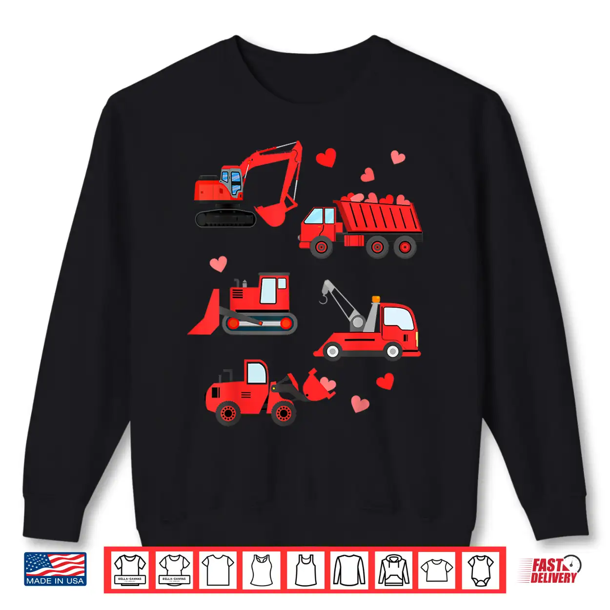 Valentines Day Boys Kids Toddler Construction Truck Hearts Shirt Valentines Day Boys Kids Toddler Construction Truck Hearts Shirt