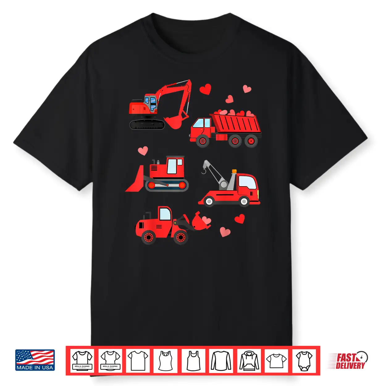 Valentines Day Boys Kids Toddler Construction Truck Hearts Shirt Valentines Day Boys Kids Toddler Construction Truck Hearts Shirt