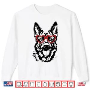 Valentine'S Day German Shepherd With Heart Glasses Love Art Shirt 2 Sweatshirt ValentineS Day German Shepherd With Heart Glasses Love Art Shirt
