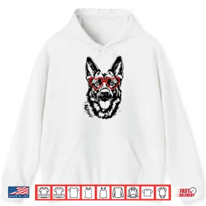Valentine'S Day German Shepherd With Heart Glasses Love Art Shirt 1 Hoodie ValentineS Day German Shepherd With Heart Glasses Love Art Shirt