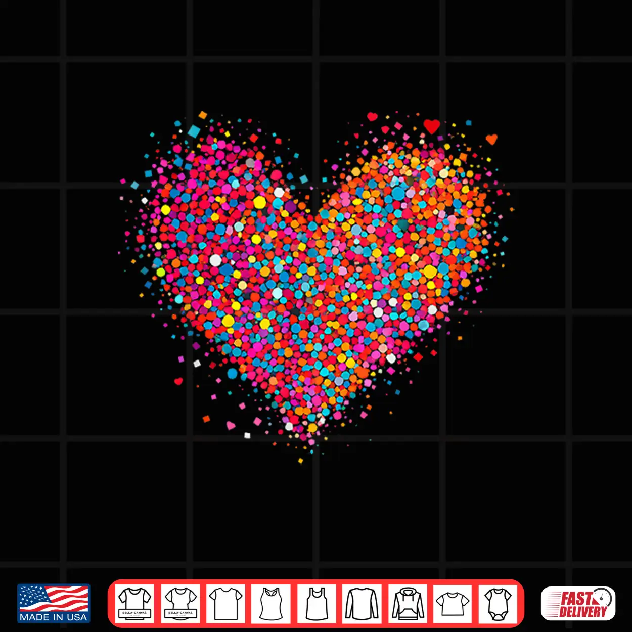 Valentine Colorful Confetti Heart Men Women Kid Shirt Valentine Colorful Confetti Heart Men Women Kid Shirt