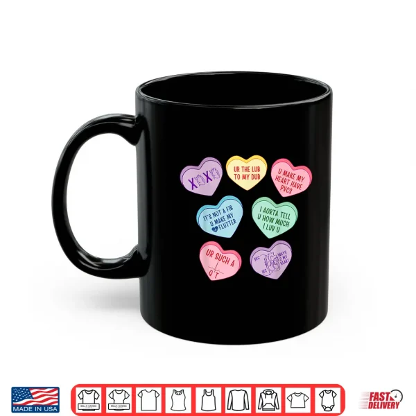 Mug Valentine Cardiologist Hearts Candy Ekg Tech Telemetry Nurse Shirt