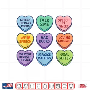Design Speech Therapy Language Pathologist Autism Hearts Valentines Shirt