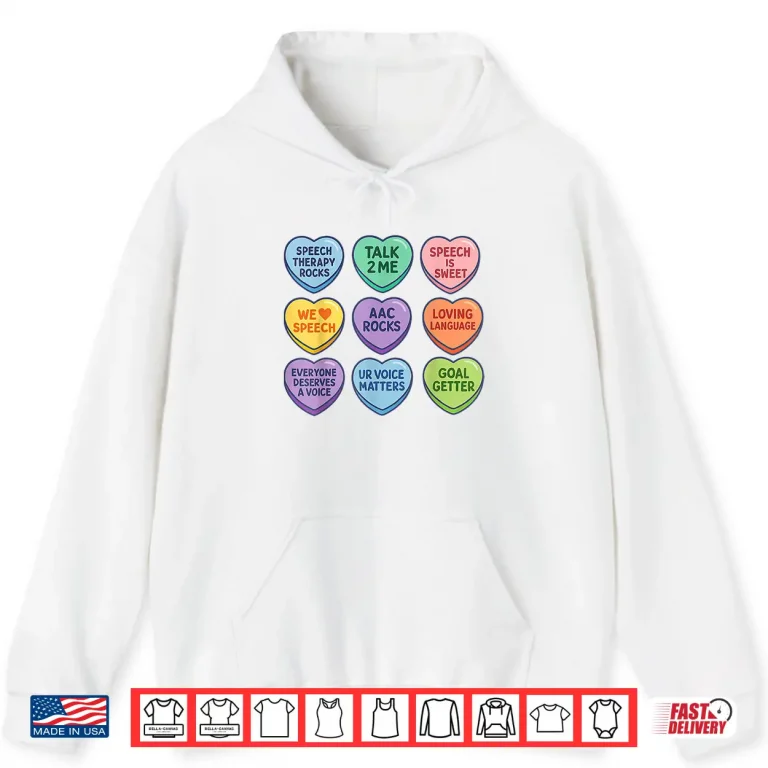 Hoodie Speech Therapy Language Pathologist Autism Hearts Valentines Shirt