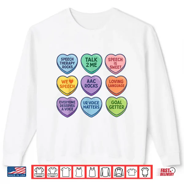 Sweatshirt Speech Therapy Language Pathologist Autism Hearts Valentines Shirt