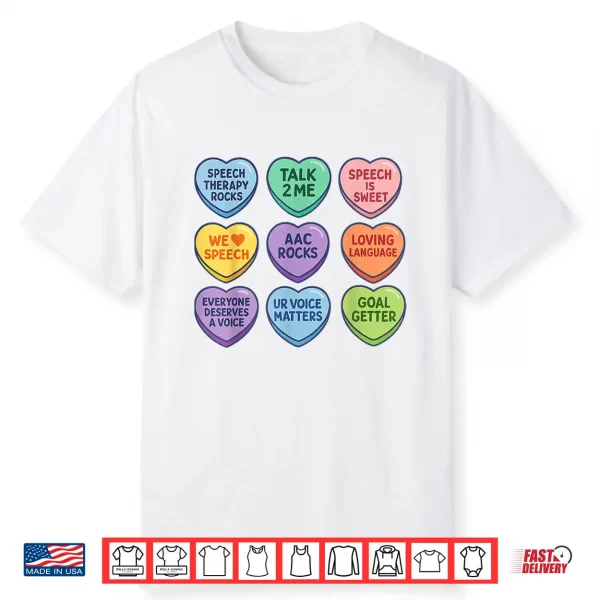 Speech Therapy Language Pathologist Autism Hearts Valentines Shirt