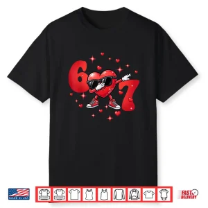 Six Seven 67 6 7 Meme Dabbing Heart Valentines Bro Kids Boys Shirt