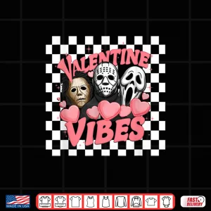 Design Retro Groovy Mask Valentine Vibes Horror Characters Murderer Shirt