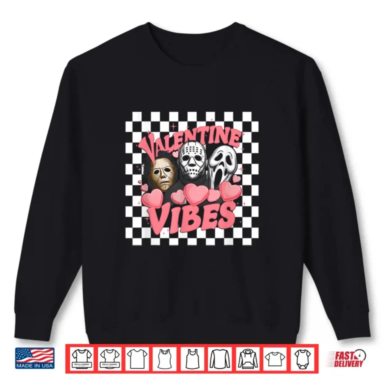 Sweatshirt Retro Groovy Mask Valentine Vibes Horror Characters Murderer Shirt