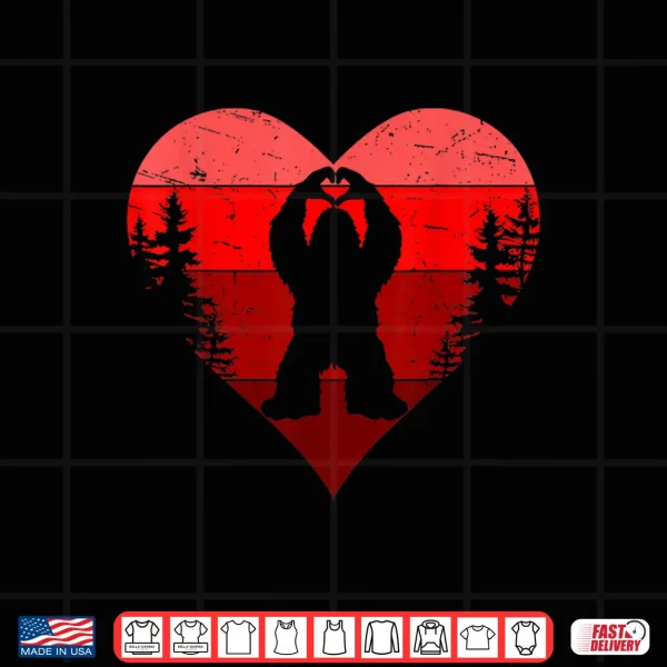 Retro Funny Bigfoot Sasquatch Heart Love Valentine Boy Men Shirt 4 Design Retro Funny Bigfoot Sasquatch Heart Love Valentine Boy Men Shirt