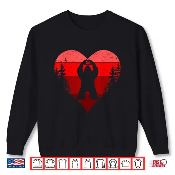 Retro Funny Bigfoot Sasquatch Heart Love Valentine Boy Men Shirt 2 Sweatshirt Retro Funny Bigfoot Sasquatch Heart Love Valentine Boy Men Shirt