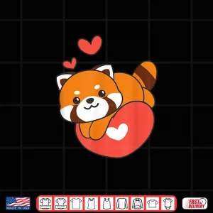 Design Red Panda For ValentineS Day Cute Animals With Hearts Shirt