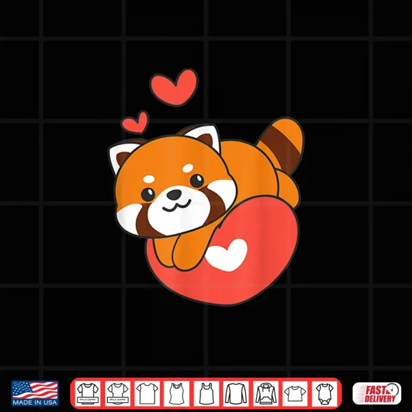 Design Red Panda For ValentineS Day Cute Animals With Hearts Shirt