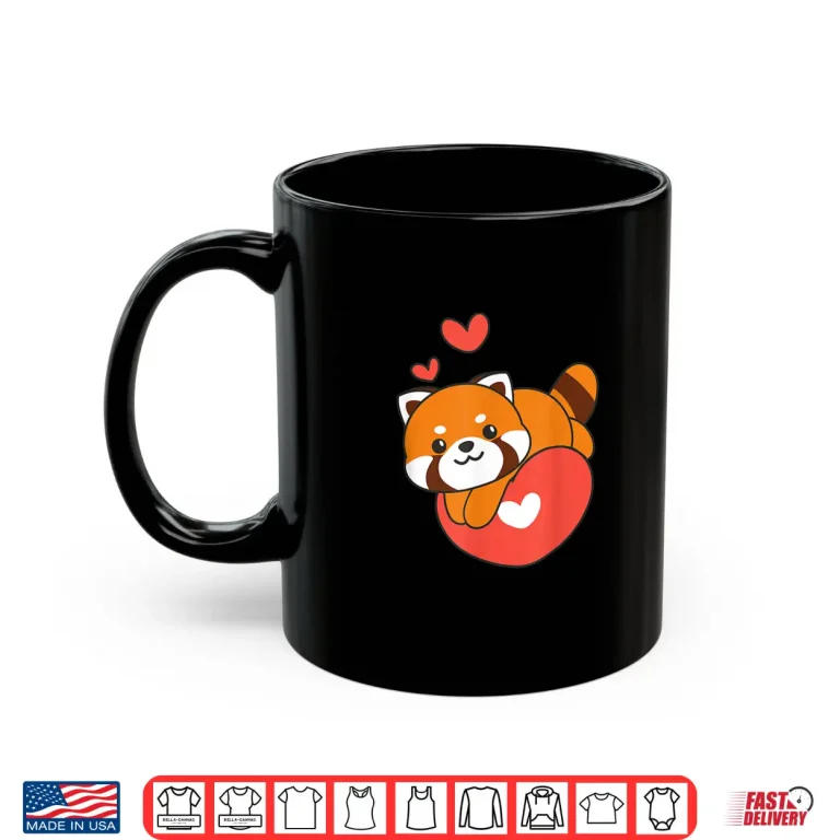 Mug Red Panda For ValentineS Day Cute Animals With Hearts Shirt