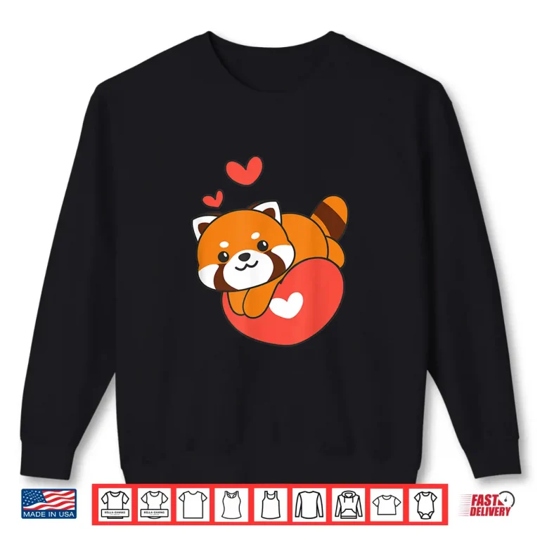 Sweatshirt Red Panda For ValentineS Day Cute Animals With Hearts Shirt
