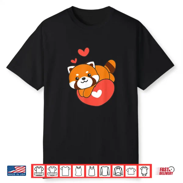 Red Panda For Valentine’S Day Cute Animals With Hearts Shirt
