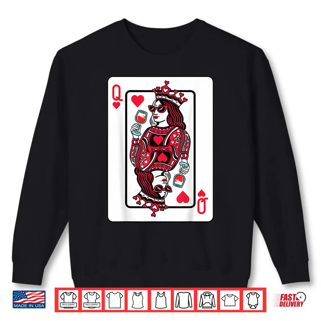 Queen Of Hearts Wine Lover Valentine Funny Playing Cards Shirt Queen Of Hearts Wine Lover Valentine Funny Playing Cards Shirt