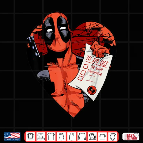 Marvel Deadpool Valentine To Do List Shirt 4 Design Marvel Deadpool Valentine To Do List Shirt