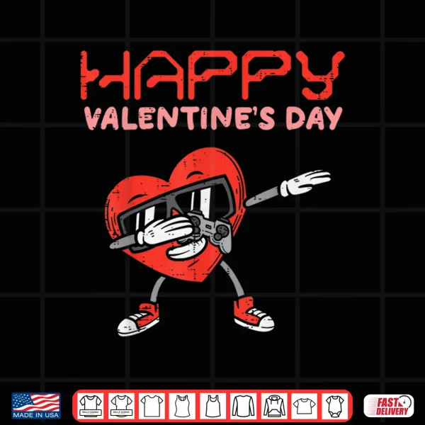 Design Happy Valentines Day Dab Heart Gamer Valentine Boys Men Kids Shirt