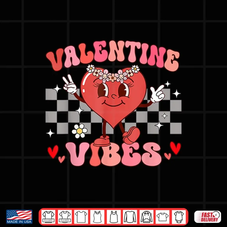 Design Groovy Checkered Valentine Vibes Valentines Day Girls Womens Shirt