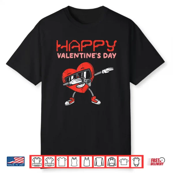 Happy Valentines Day Dab Heart Gamer Valentine Boys Men Kids Shirt