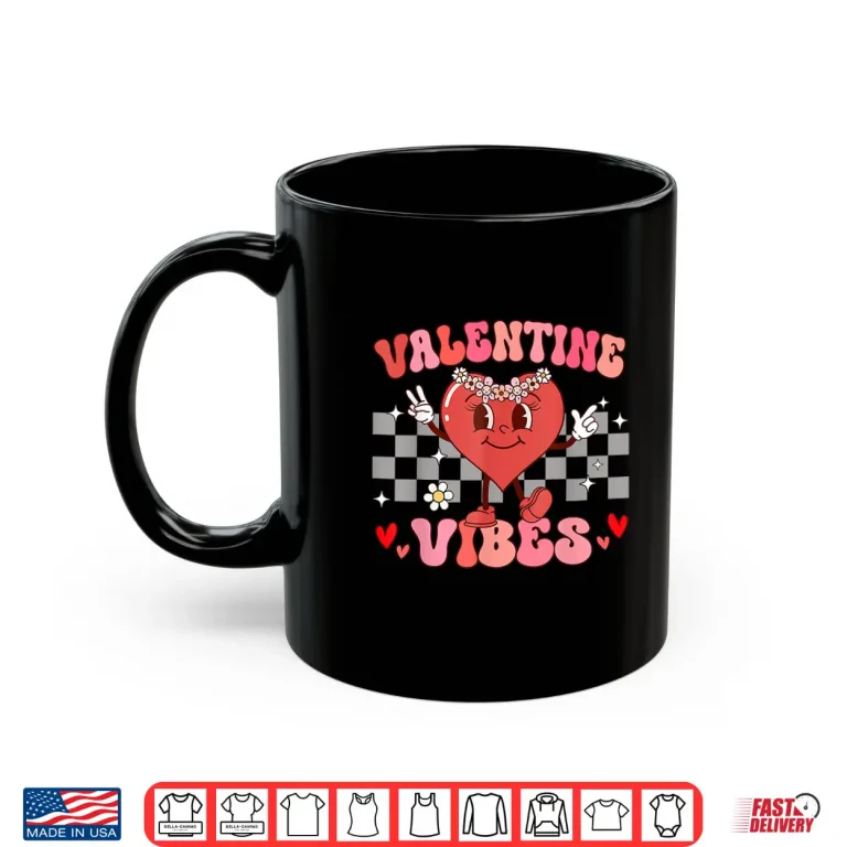 Mug Groovy Checkered Valentine Vibes Valentines Day Girls Womens Shirt