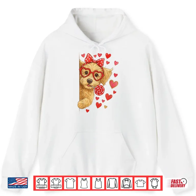 Hoodie Goldendoodle Valentine Doodle Mom Coquette Pink Bow Shirt
