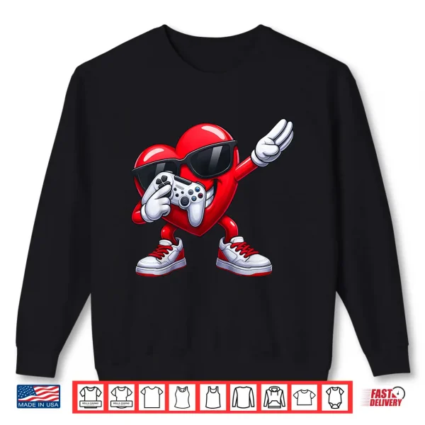 Sweatshirt Funny Dabbing Heart Gaming Game Valentine Men Boy Kid Shirt