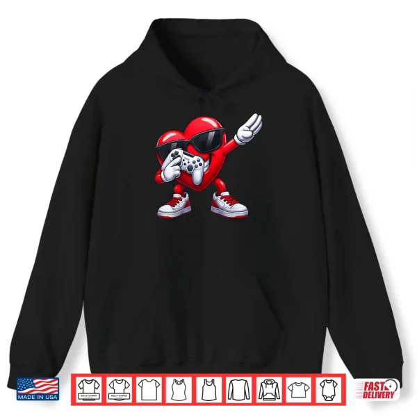 Hoodie Funny Dabbing Heart Gaming Game Valentine Men Boy Kid Shirt