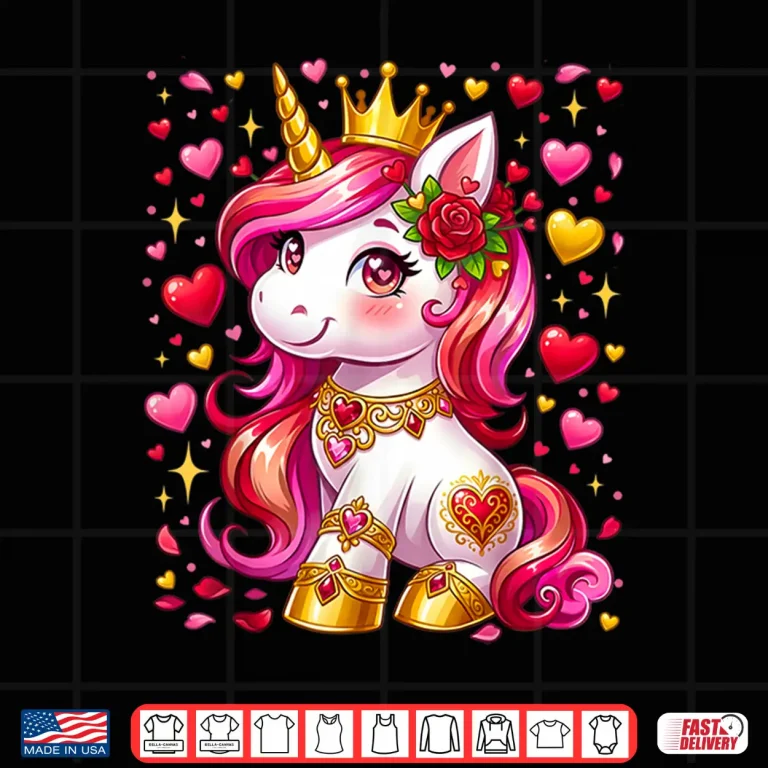 Design Cute Unicorn Heart Valentines Day Girls Kids Valentine Shirt