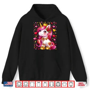 Hoodie Cute Unicorn Heart Valentines Day Girls Kids Valentine Shirt
