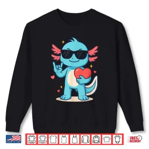 Sweatshirt Cute Axolotl Valentines Day Love Funny Axolotl Boys Kids Shirt