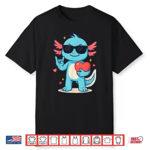 Cute Axolotl Valentines Day Love Funny Axolotl Boys Kids Shirt