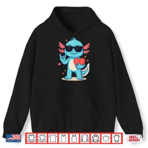 Hoodie Cute Axolotl Valentines Day Love Funny Axolotl Boys Kids Shirt