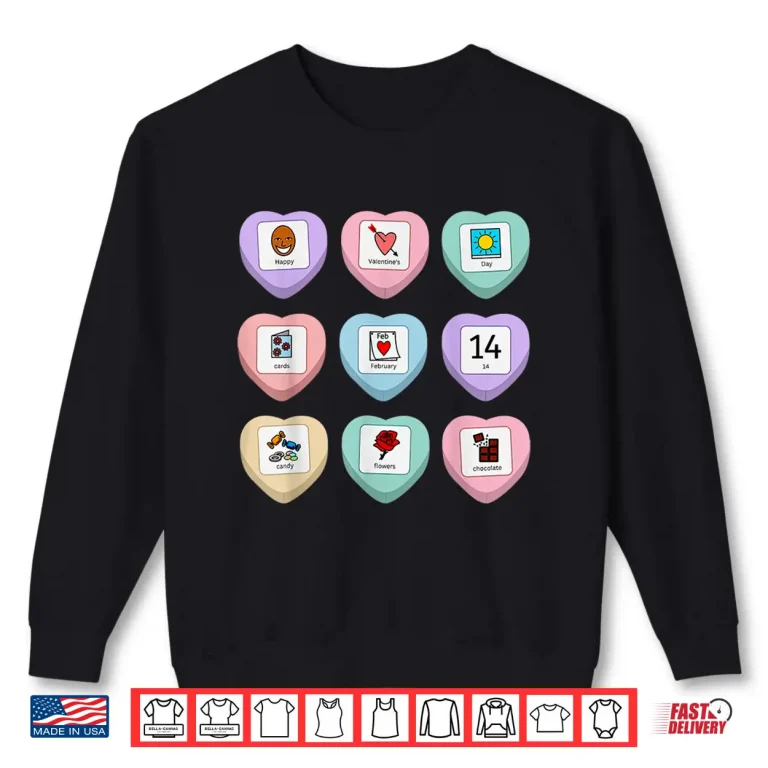 Sweatshirt Candy Heart Pcs Symbol Special Education Teacher Valentine Shirt