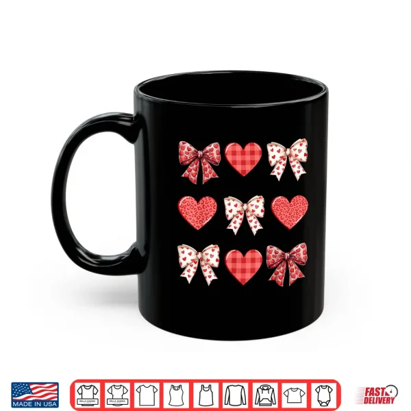 Mug Valentines Day Hearts Leopard Coquette Bow Women Girls Boys Shirt