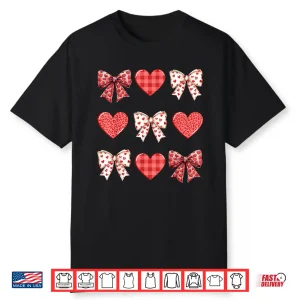 Valentines Day Hearts Leopard Coquette Bow Women Girls Boys Shirt