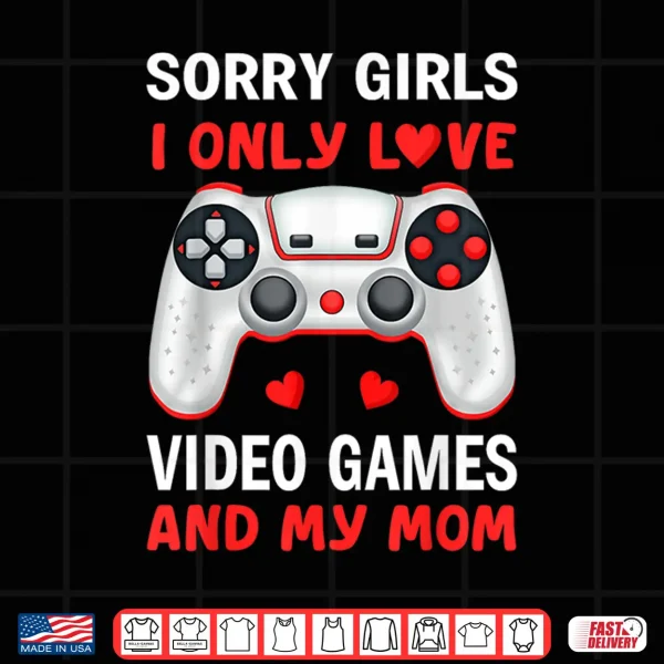 Design Valentines Day Boys Kids Son Video Games Funny Gamer Hearts Shirt